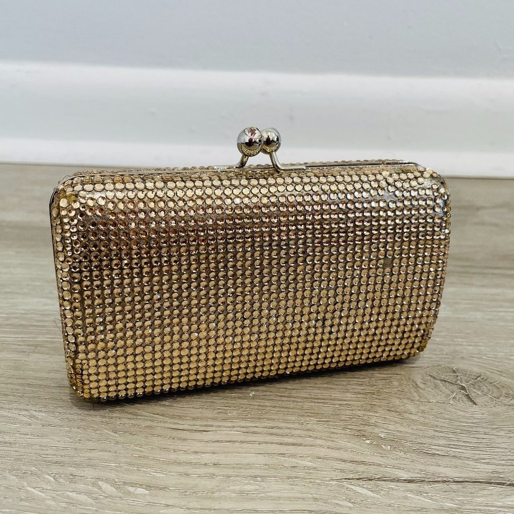 Gold Shiny Small Clutch/Crossbody Bag - Picture 1 of 11